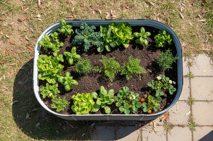 Overhead view of 45cm planted garden bed