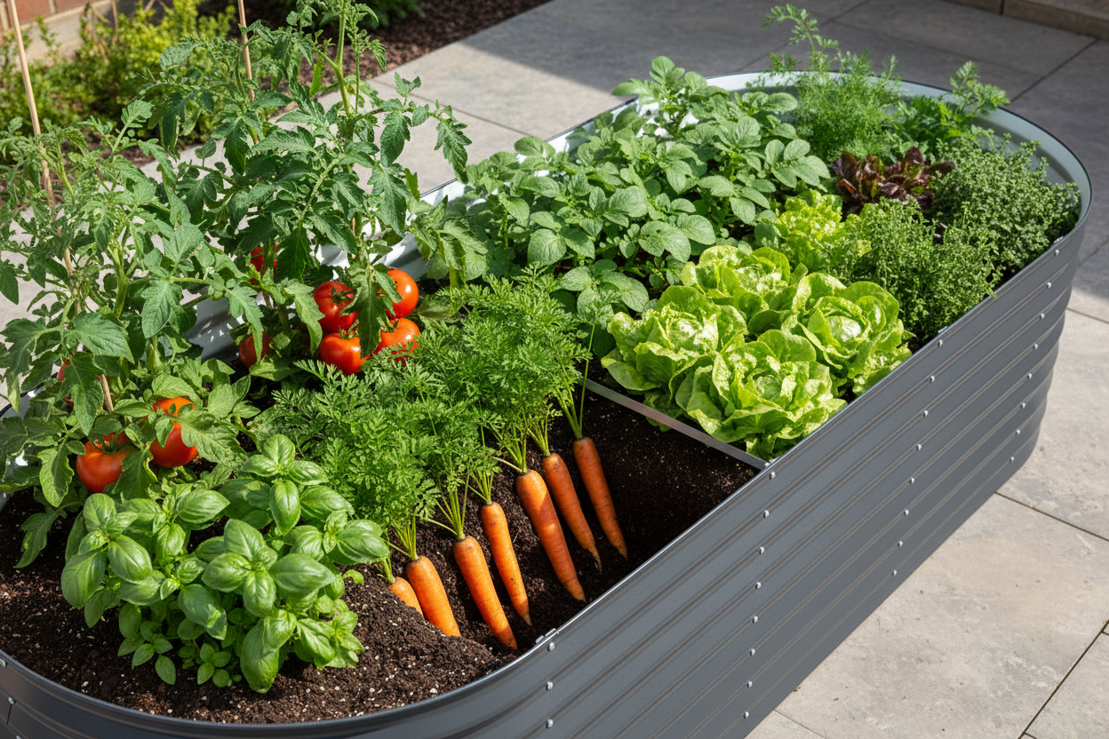Overhead view of 56cm deep garden bed