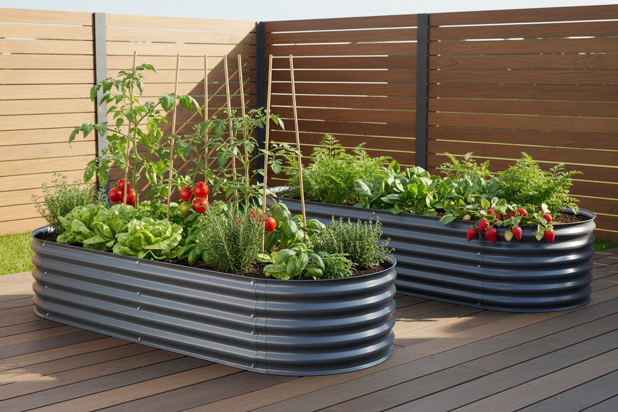 Twin pack Greenfingers raised garden beds lifestyle shot