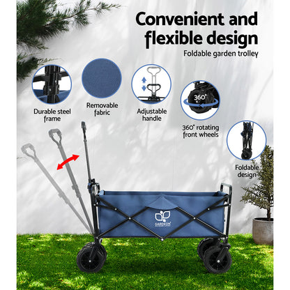 foldable garden cart blue