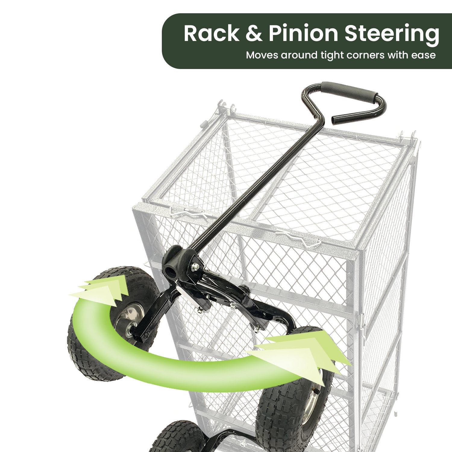 garden cart with rack &amp; pinion steering