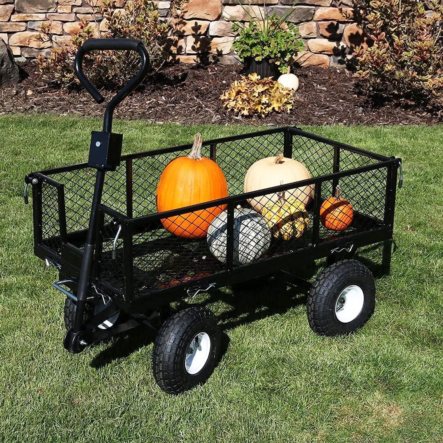 garden cart with pumpkins in 