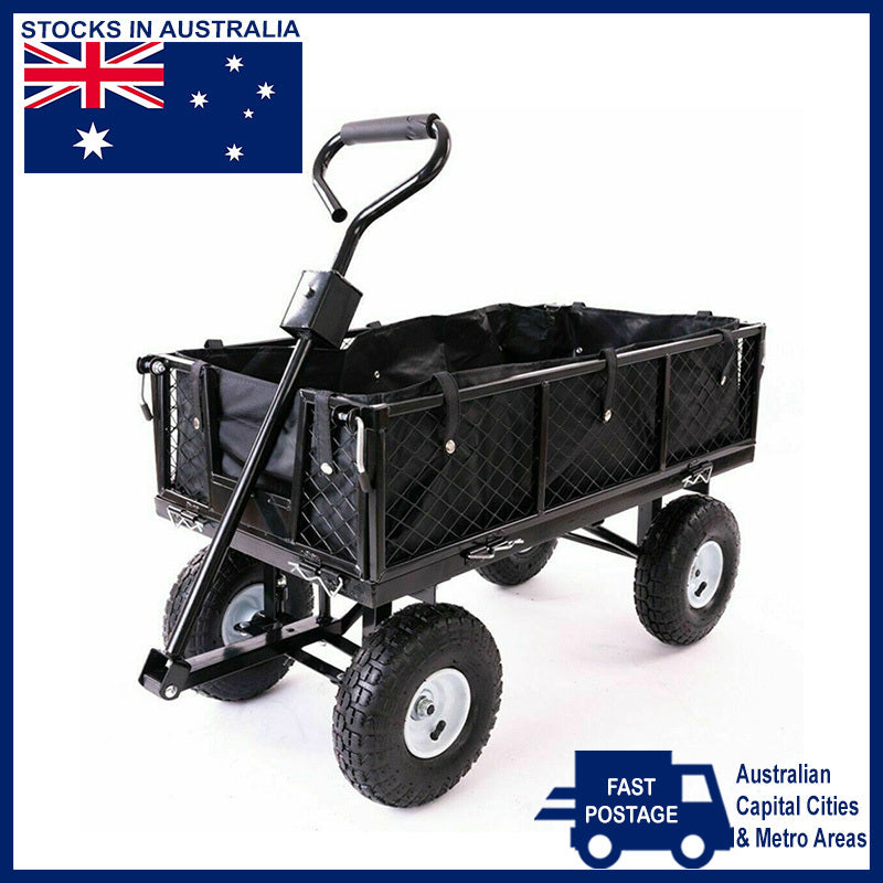 black mesh garden cart